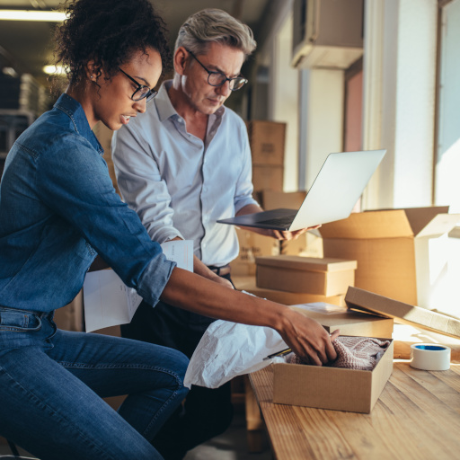 Drop shipping business partners working together