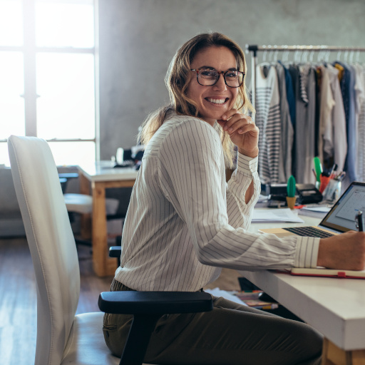 Online seller businesswoman at office